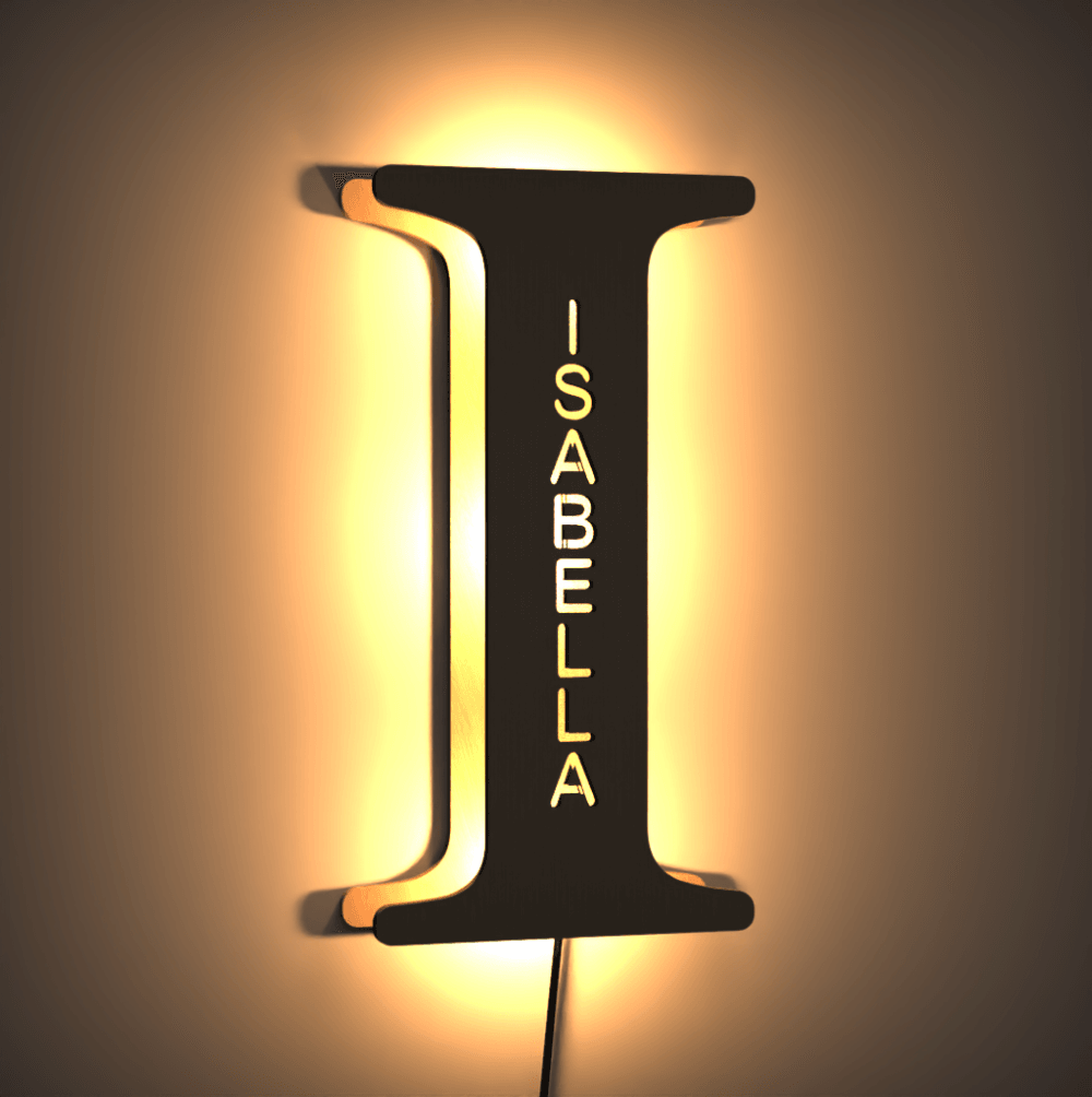 Benutzerdefinierter Name Licht Nacht Wandlampe Alphabet Holz