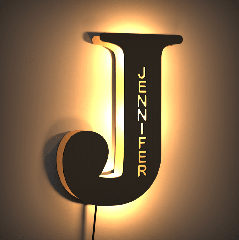 Benutzerdefinierter Name Licht Nacht Wandlampe Alphabet Holz