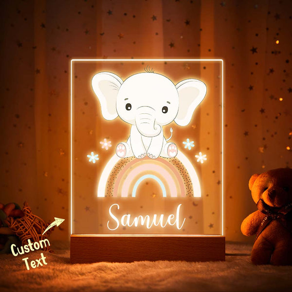 Kundenspezifischer Elefant Mit Regenbogen-kinderzimmer-nachtlicht-babyparty-geschenk Für Schlafzimmer