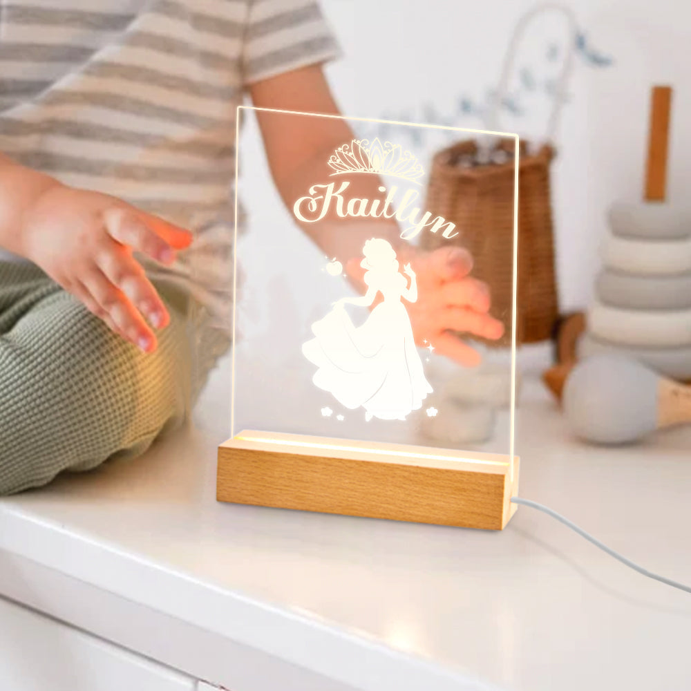 Personalisiertes Namenskindernachtlicht-prinzessin-kinderzimmer-lampen-kundenspezifisches Baby-geschenk