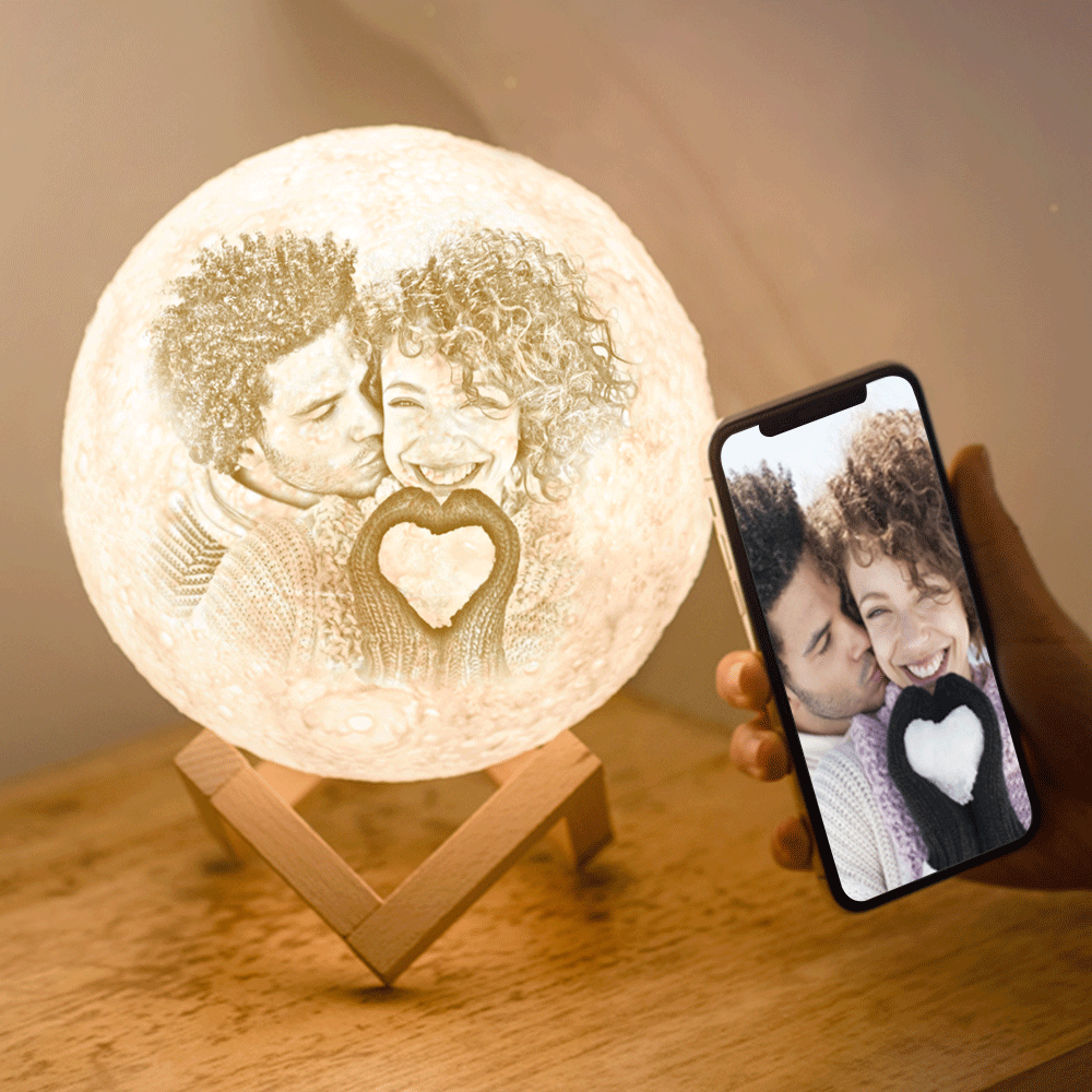 Personalisierte 3D Druck Foto Valentinstagsgeschenk & Gravierte Mondlampe - Für Valentinstag - 2 Farben Berühren(10cm-20cm)
