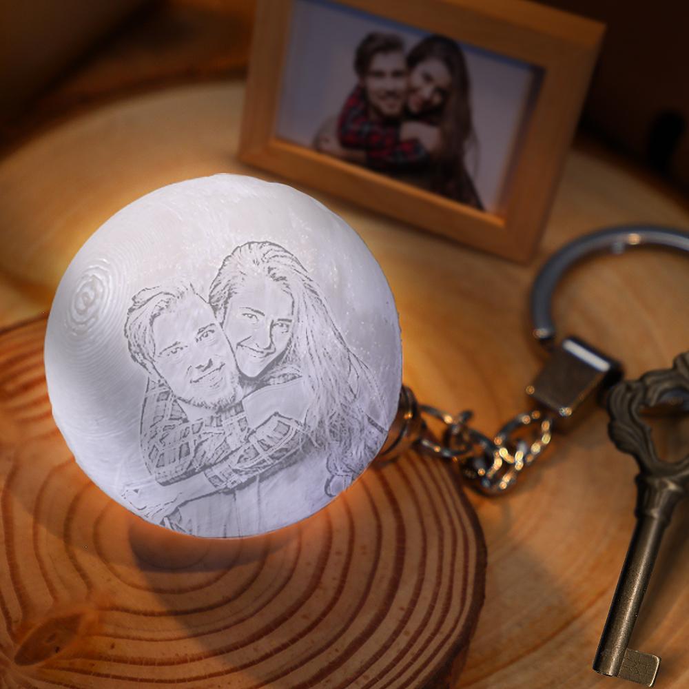 Benutzerdefinierte Foto Schlüsselanhänger Valentinstagsgeschenk 3D Gedruckte Mond Lampe