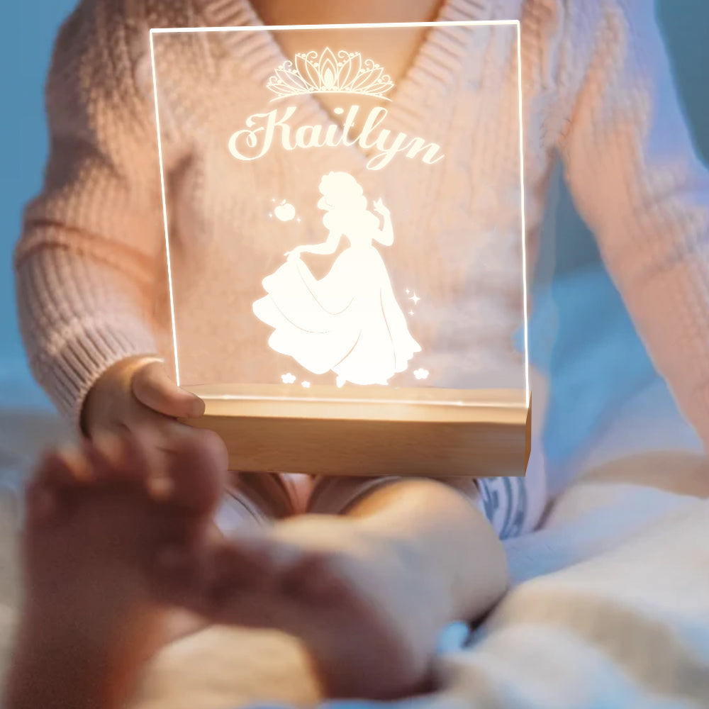 Personalisierte Prinzessin Led Usb Nachtlicht Custom Name Acryllampe Für Kinder Home Decoration