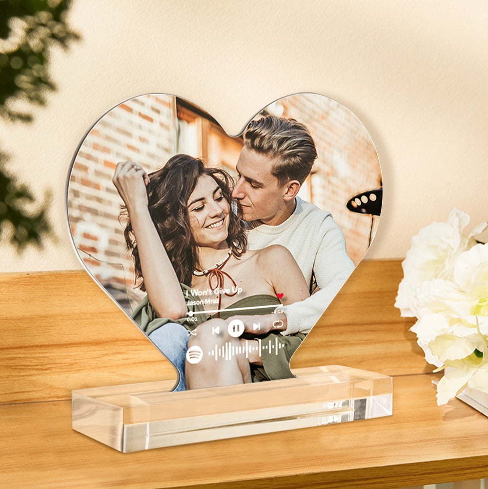 Kundenspezifisches Foto Musik Code Acrylschild Herzförmiges Acrylschild Geschenk Für Paare