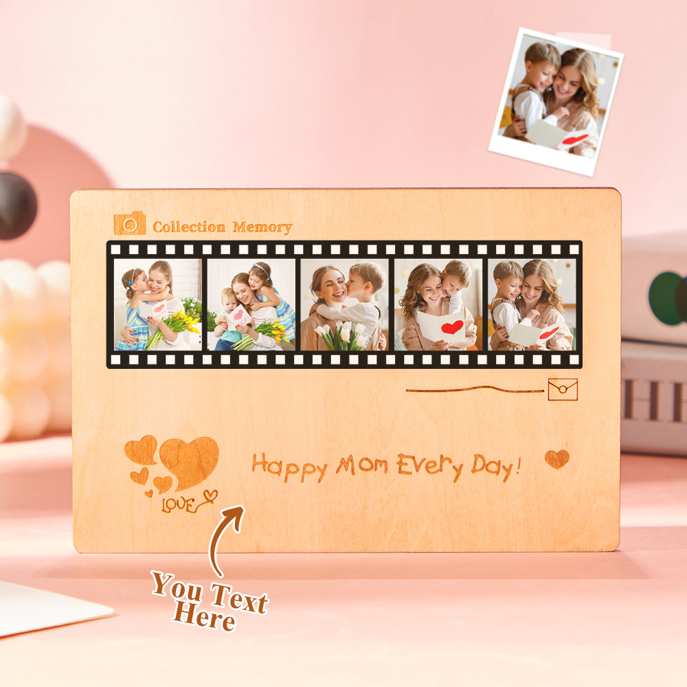 Personalisierte Fotofilmkarte Aus Holz, Desktop-dekoration, Individuell Gravierte Erinnerungsgeschenke