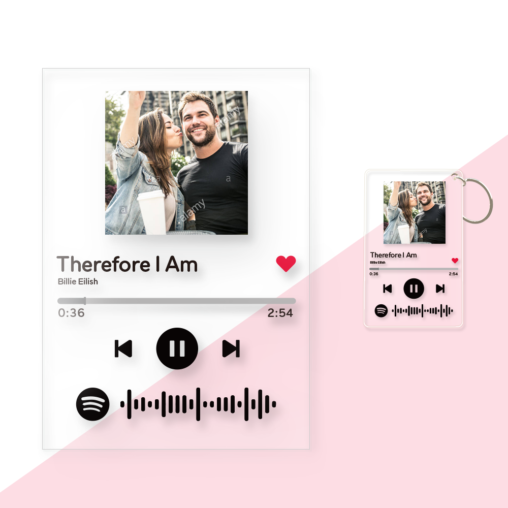 Benutzerdefinierte Spotify Code Musikplakette(12cm x 16cm)mit einem kostenlosen gleichen Schlüsselbund (5.4cm x 8.6cm)