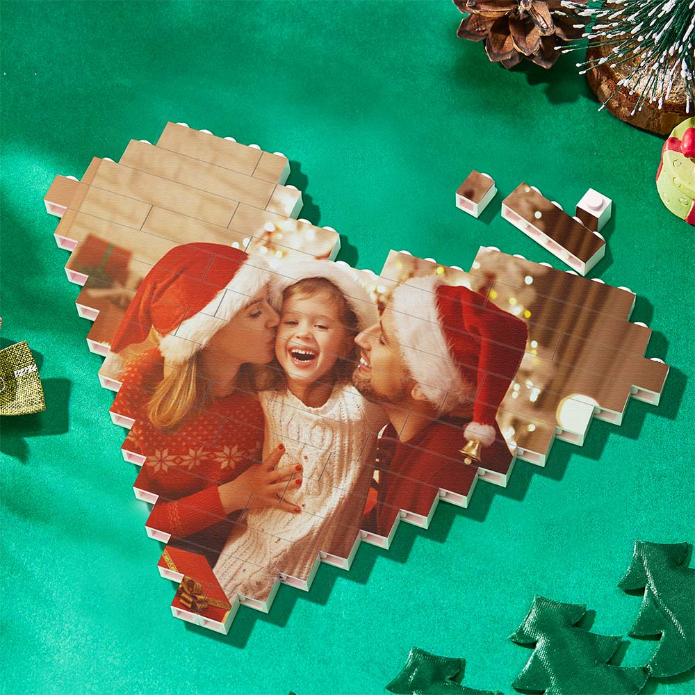 Weihnachtsgeschenke Kundenspezifischer Baustein Personalisierter Fotoblock Herzförmig