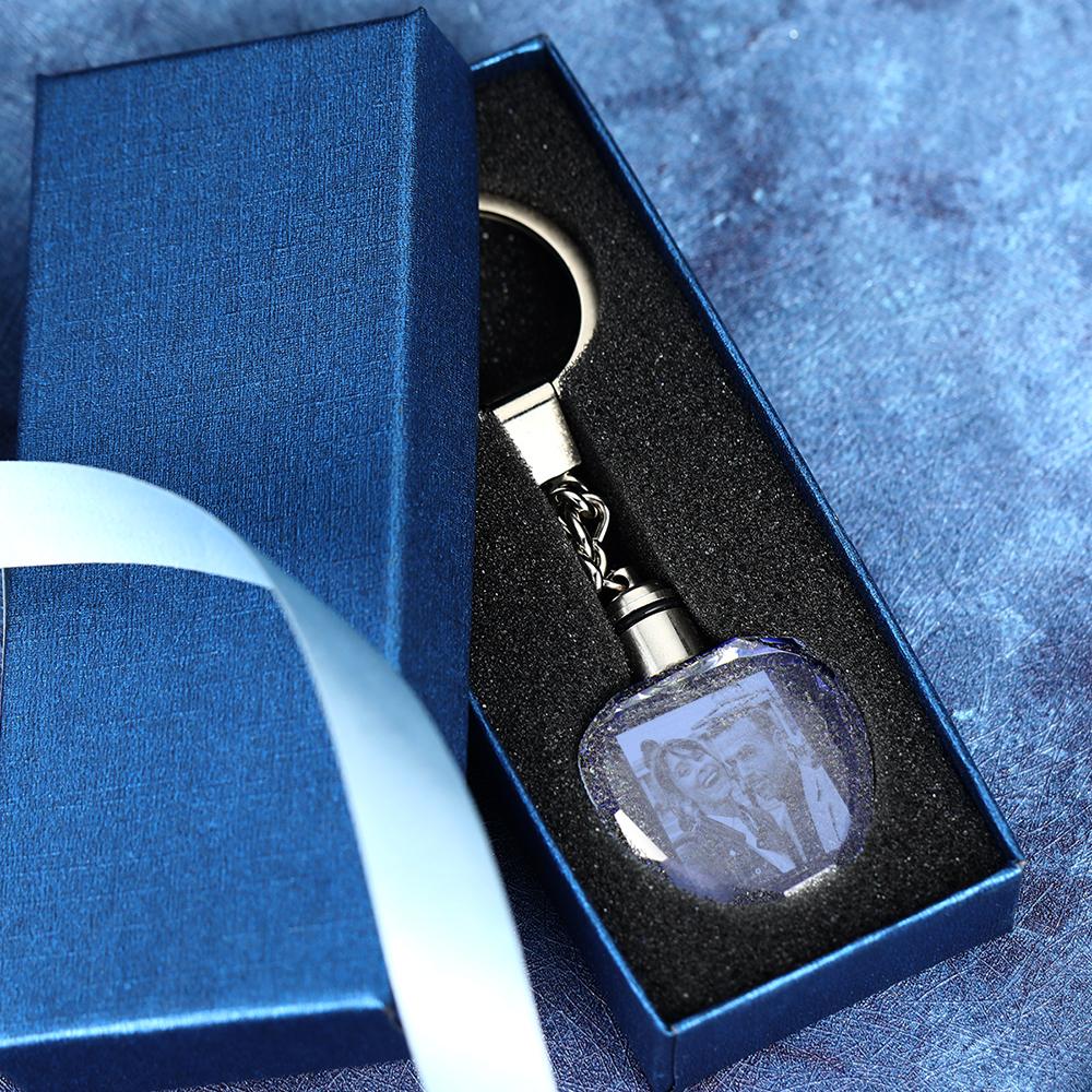 Benutzerdefinierte Kristall Herzform Foto Schlüsselkette Valentinstagsgeschenk