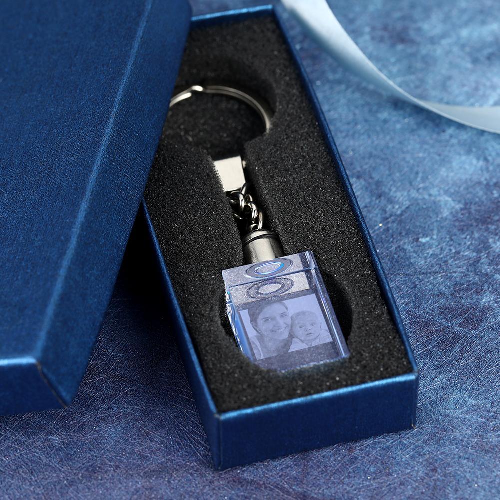 Geschenke für Vati-kundenspezifische Kristallrechteck-Form-Foto-Schlüsselkette