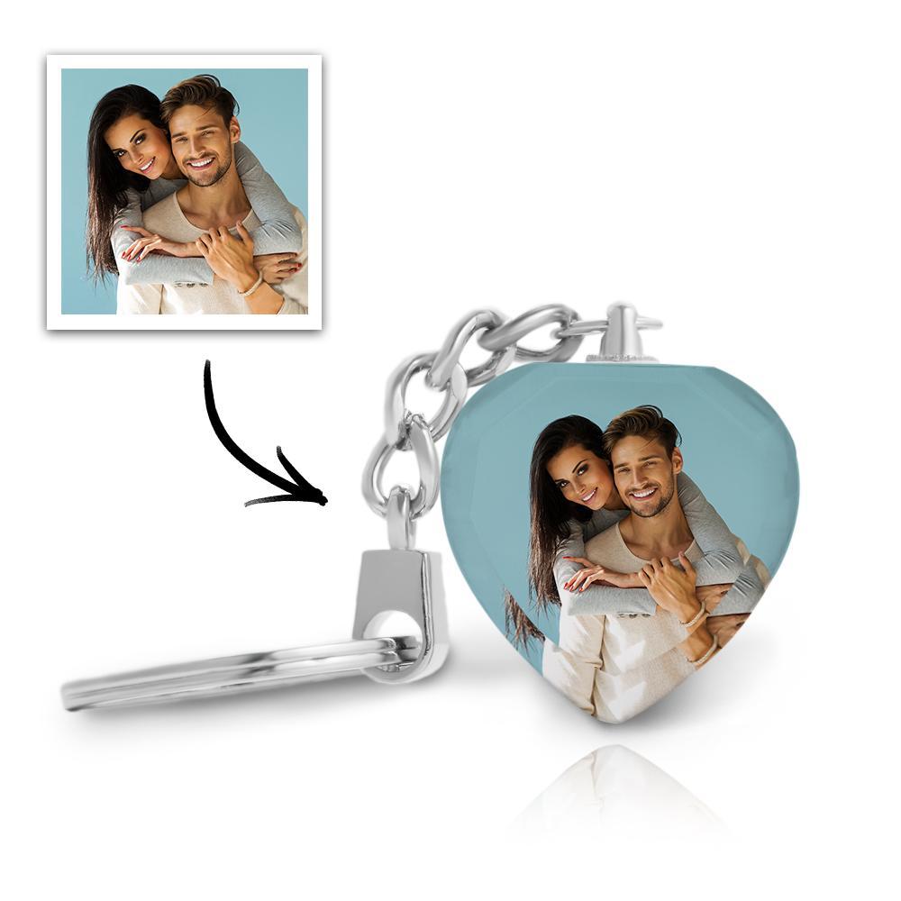Geschenk für Papa Personalisierter Foto-Schlüsselanhänger Kristallherz