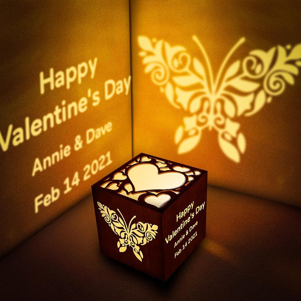 Valentinstag Geschenk personalisierte Text Laterne Box benutzerdefinierte Projektion Licht