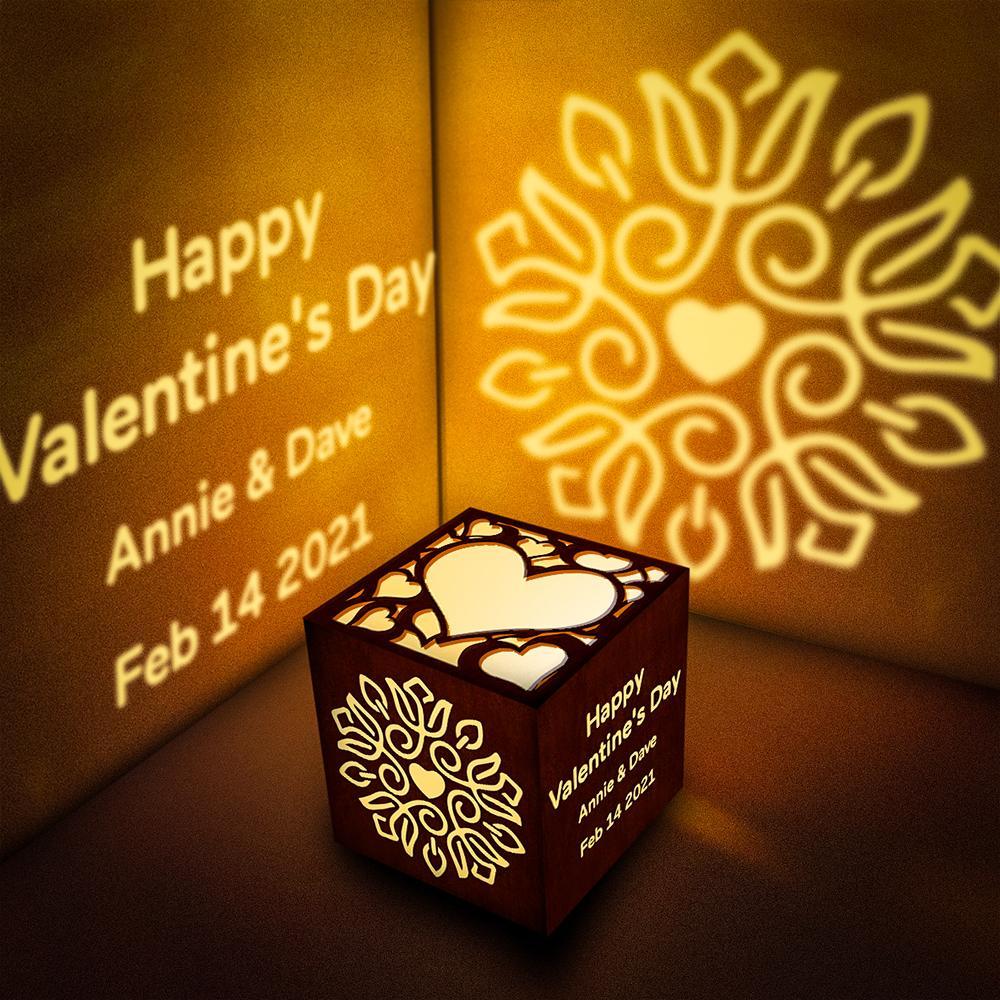 Valentinstag Geschenk für ihre personalisierte gravierte Laterne Box benutzerdefinierte Projektion Licht