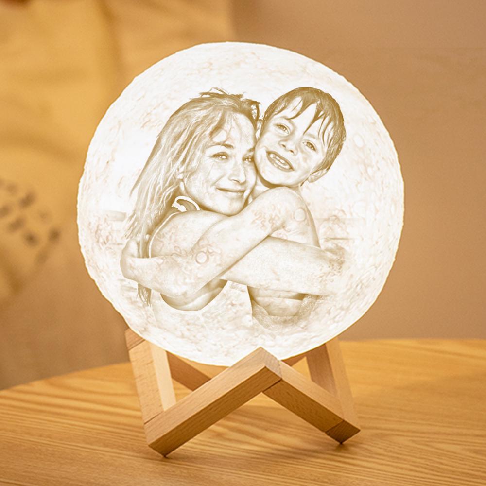 Personalisierte 3D Druck Foto&Gravierte Mondlampe - Für MAMA - Tippen Auf 3 Farben(10cm-20cm)