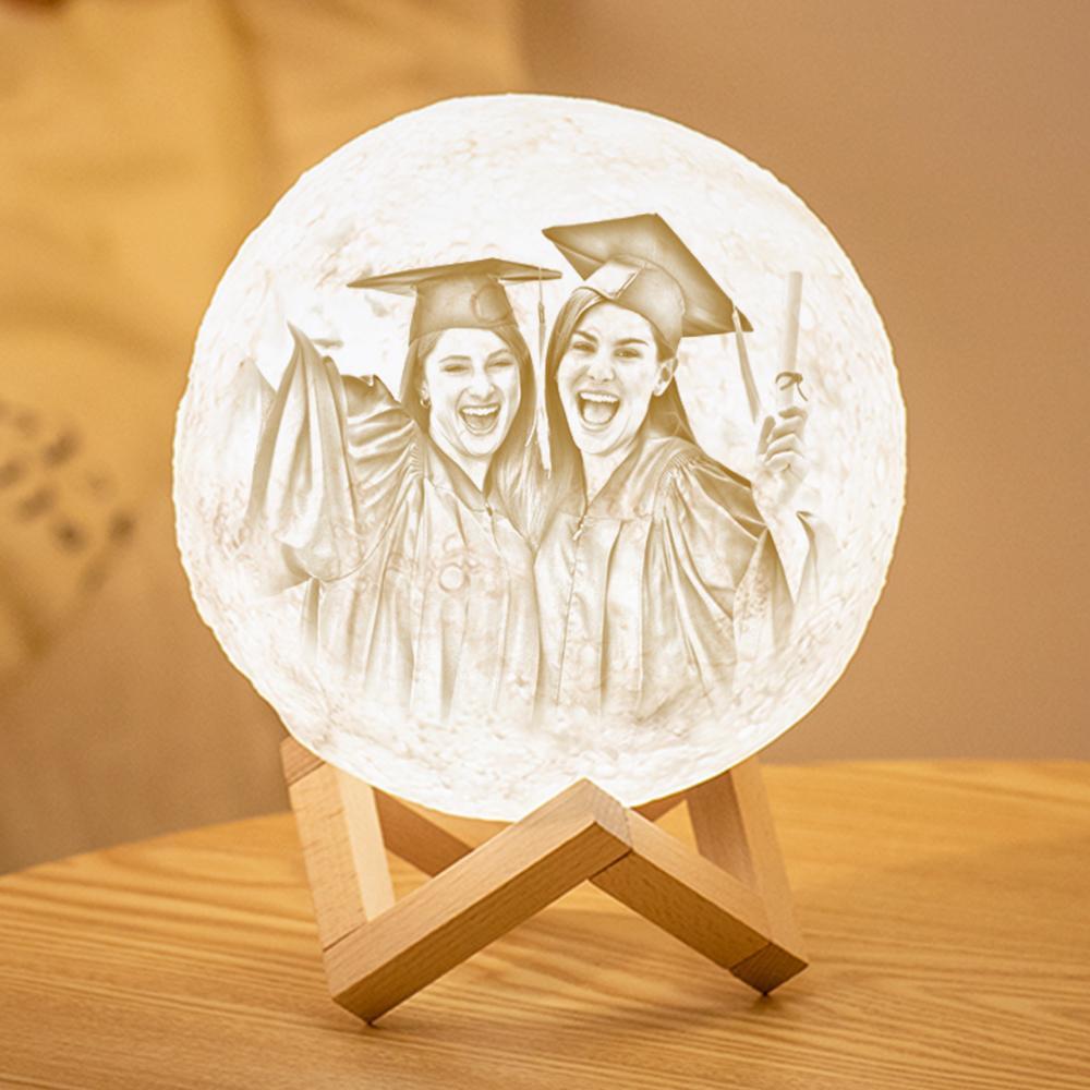 Personalisierte 3D Druck Foto&Gravierte Mondlampe - Für Freunde - Tippen Auf 3 Farben(10cm-20cm)