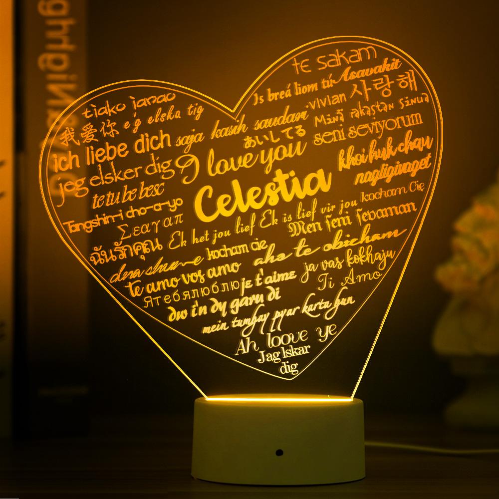 Geschenk Für Sie Als Personalisierte 3d-illusionslampe. Benutzerdefinierte Acryllampe, Geschenk, 3d-nachtlicht, Geschenk Für Freundin