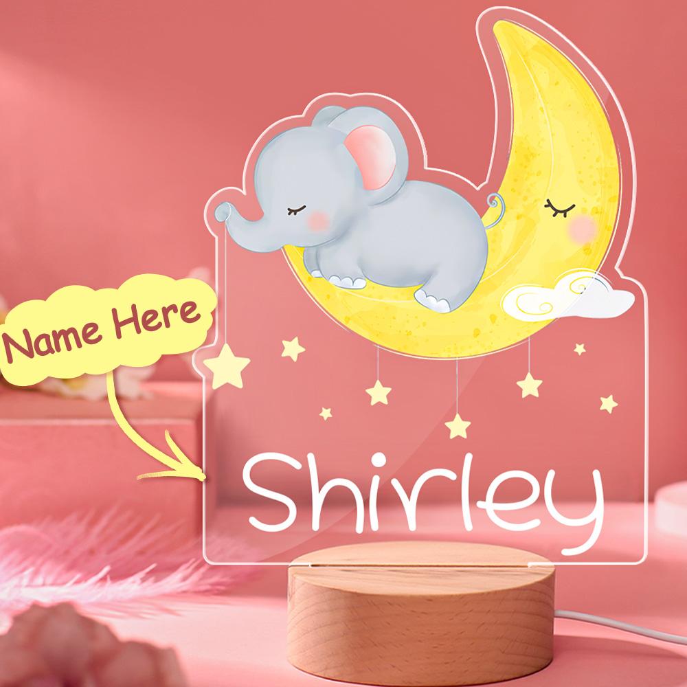 Personalisierte Baby Geschenke Kinderzimmer Dekor Elefant Nachtlicht Mädchen Kinderzimmer Lampe