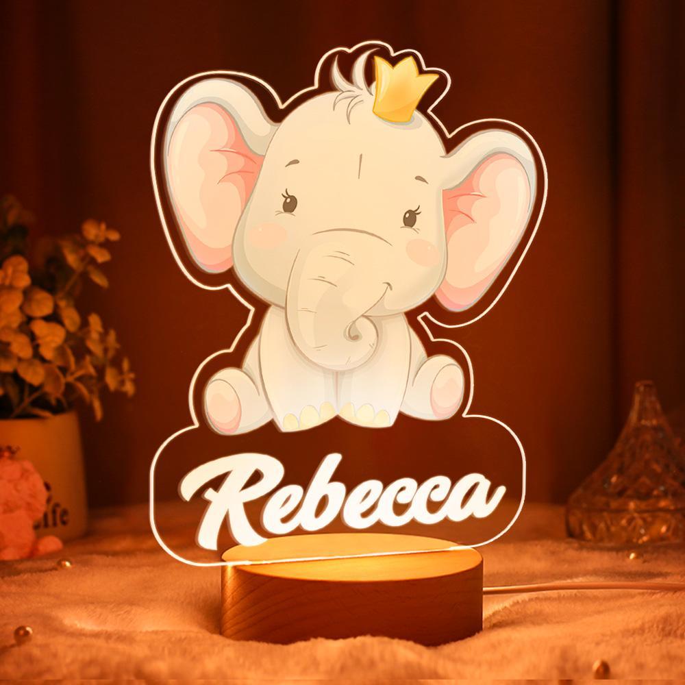 Personalisierte Baby Geschenke Kinderzimmer Dekor Elefant Nachtlicht Mädchen Kinderzimmer Lampe