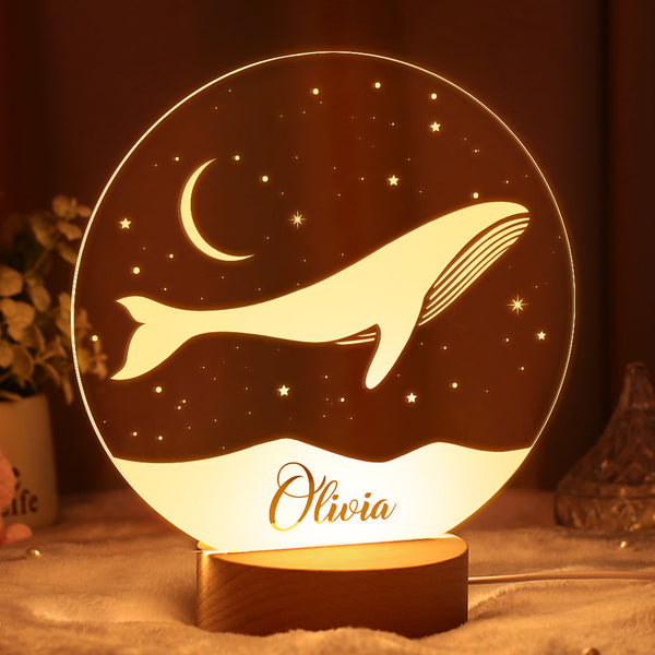 Kinderzimmerlampe Kid Night Light Whale Mit Benutzerdefiniertem Namen Multi Color - fotomondlampe