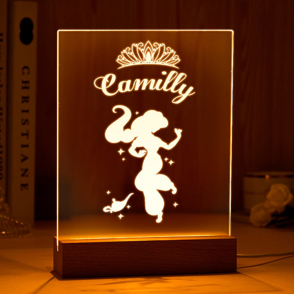 Personalisiertes Namenskindernachtlicht-prinzessin-kinderzimmer-lampen-kundenspezifisches Baby-geschenk - fotomondlampe