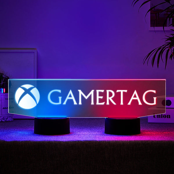 Personalised Xbox Nightlight Gamertag Sign Dual Base Backlit LED Custom Gaming Gift - fotomondlampe