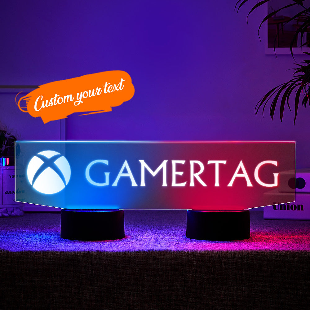 Personalised Xbox Nightlight Gamertag Sign Dual Base Backlit LED Custom Gaming Gift