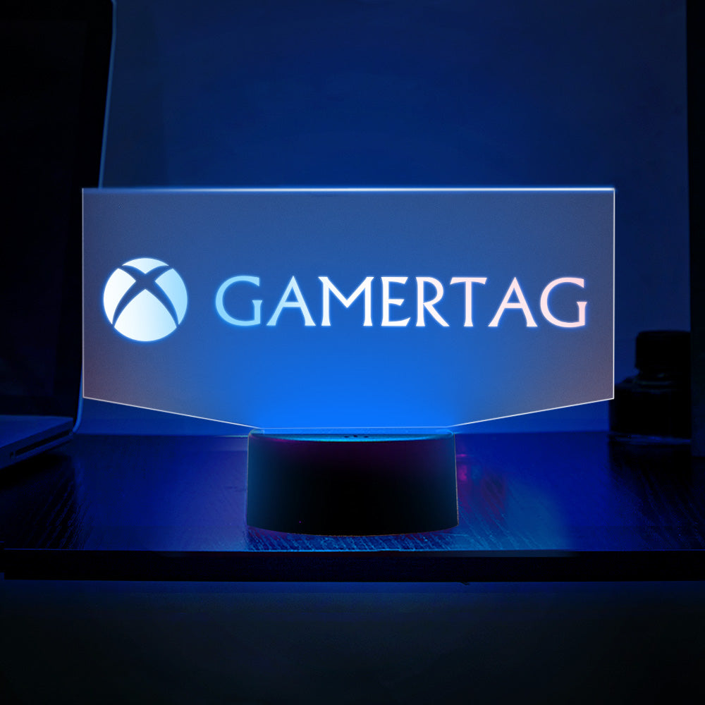 Personalised Xbox Nightlight Gamertag Sign Dual Base Backlit LED Custom Gaming Gift