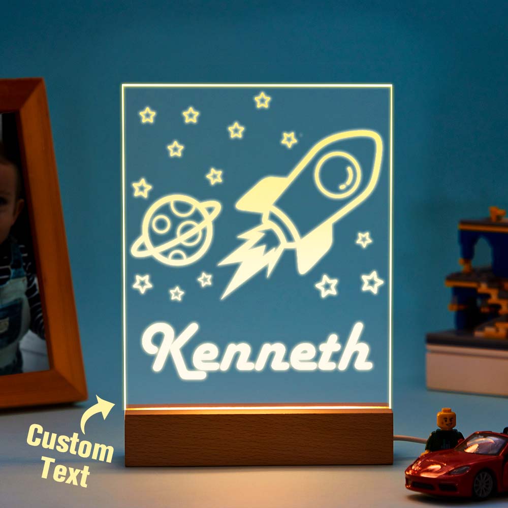 Astronaut Nachtlicht Mit Personalisiertem Namen - Dekoration Zimmer Baby Boy Geschenk Geburt Personalisierbar