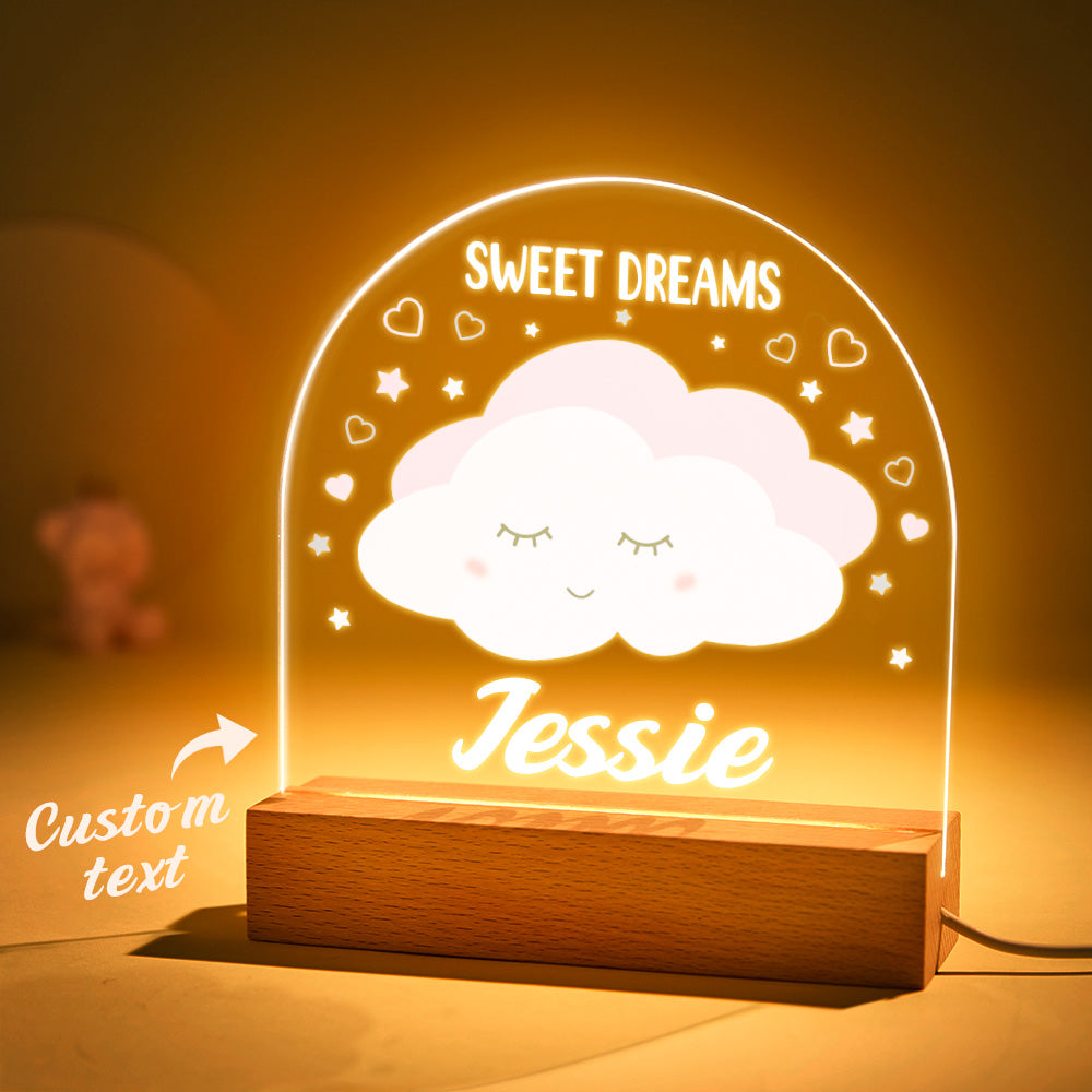 Personalisierte Rosa Wolkenlampe Mit Benutzerdefiniertem Nachtlicht Für Babymädchen