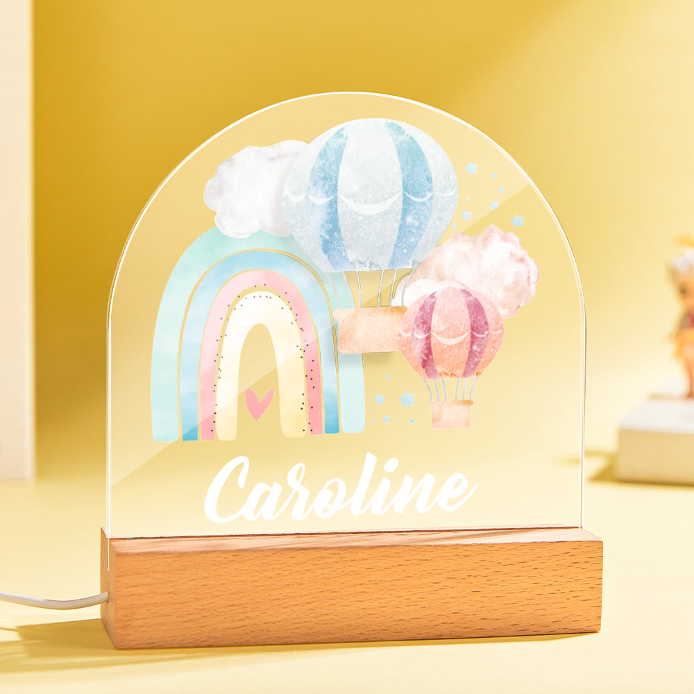Personalisiertes Led-nachtlicht Mit Regenbogen Und Ballon Für Babygeschenke, Kinderzimmerdekoration