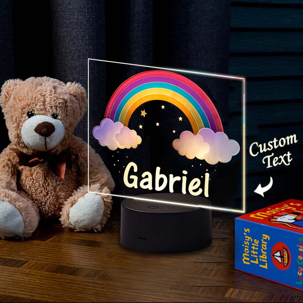 Personalisierte Hauptdekorations-regenbogen-lampe Mit Benutzerdefiniertem Namens-nachtlicht-led-licht Für Kinder