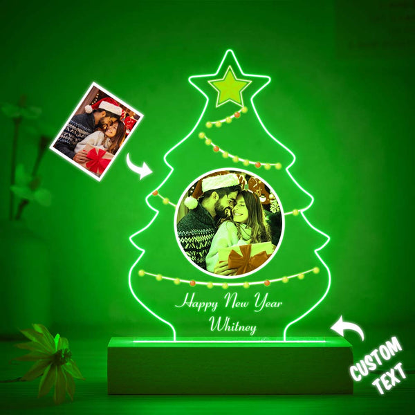 Personalisierte Weihnachtsbaum Foto Nachtlicht Custom Gravierte 3d Lampe 7 Farben Acryl Nachtlicht Weihnachtstag Geschenke - fotomondlampe