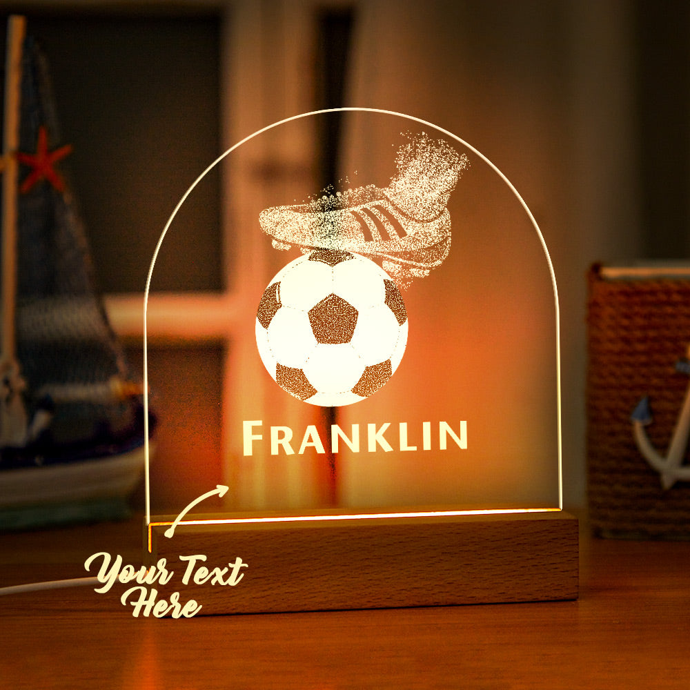 Kundenspezifisches Namensacrylnachtlicht-fußball-entwurfs-fußball-geschenke Für Jungen, Geburtstagsgeschenke Für Kinder