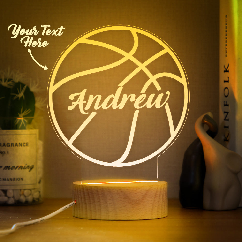 Kundenspezifischer Name Acryl Nachtlicht Basketball Design, Geschenke für Jungen, Geburtstagsgeschenke für Kinder