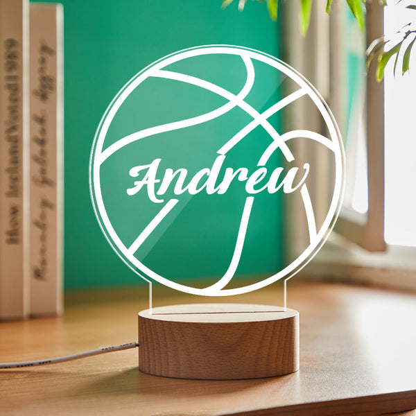 Custom Name Acrylic Night Light Basketball Design, Gifts For Boys, Birthday Gifts For Kids - fotomondlampe