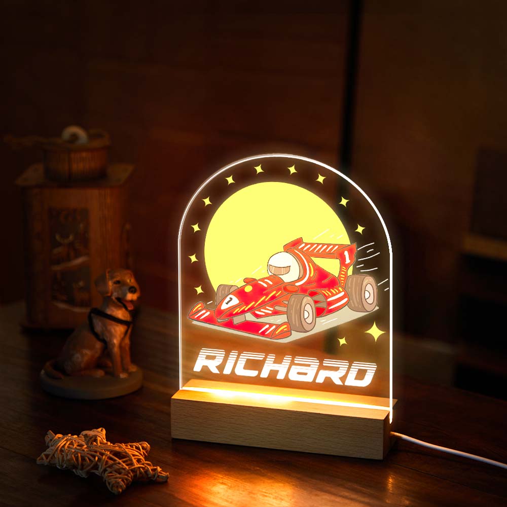 Kundenspezifisches Rotes Rennwagen-nachtlicht Für Jungen-led-schreibtisch-tischlampen-raum-dekor
