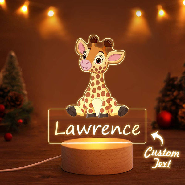 Kundenspezifisches Niedliches Giraffen-namensnachtlicht Für Kinderschlafzimmer-kinderzimmerdekor - fotomondlampe