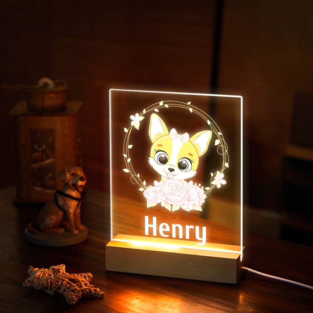 Niedliches Hunde-nachtlicht Benutzerdefiniertes Nachtlicht Für Kinder Mit Personalisiertem Namens-baby-mädchen-geschenk