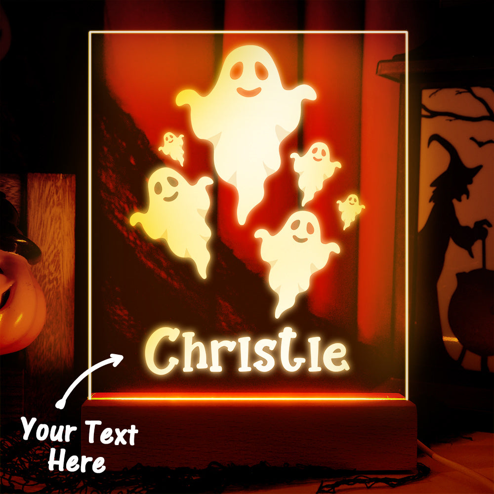 Halloween Spooky Ghost Night Light Mit Benutzerdefinierter Name Schreibtischlampe