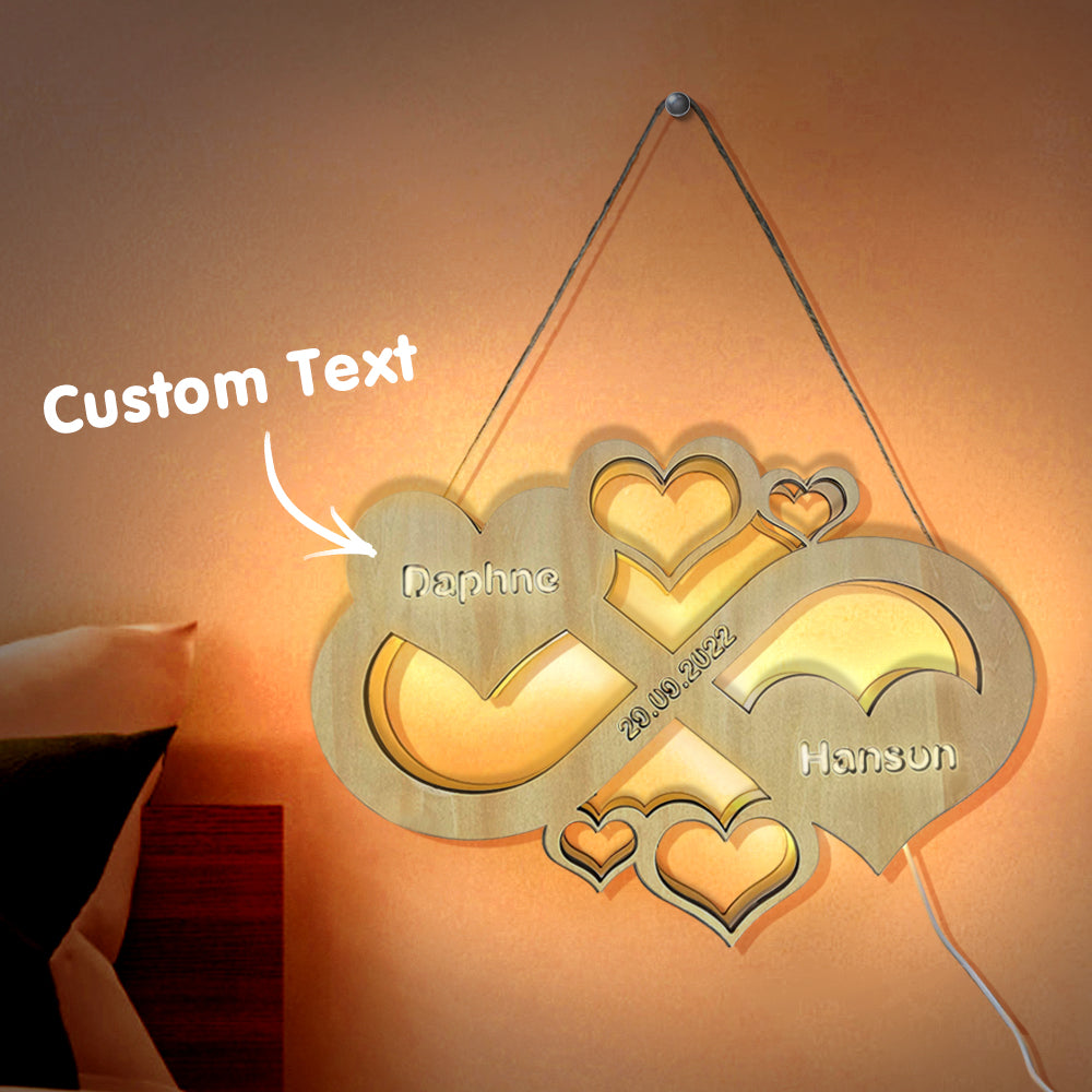Benutzerdefinierte Infinity Herz Lampe Personalisierte Gravur Name Holz Nachtlicht Für Liebhaber
