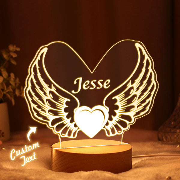 Engels-flügel-nachtlicht-brautjungfern-geschenke Custom Name Engagement Fairy Lights - fotomondlampe