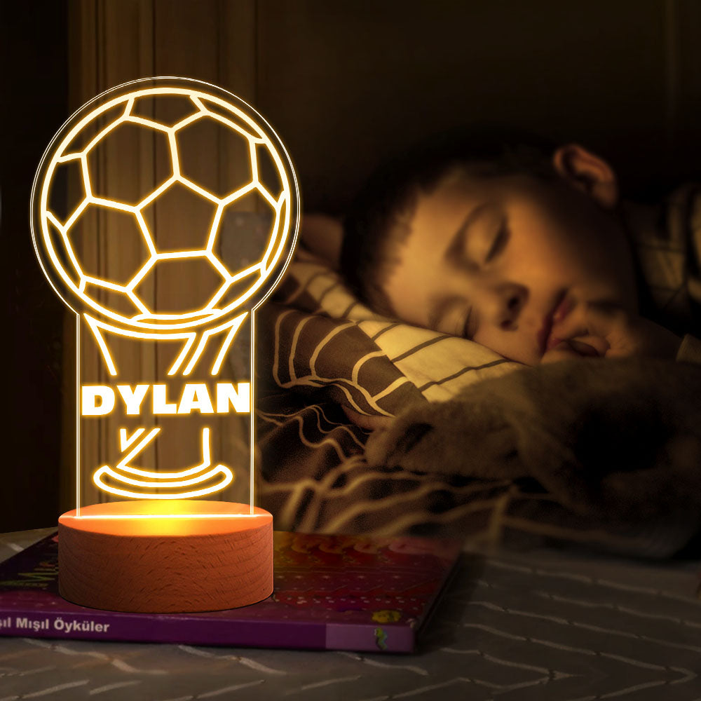 Personalisiertes Led-fußballtrophäen-nachtlicht, Mehrfarbige Jungen-schlafzimmer-dekoration