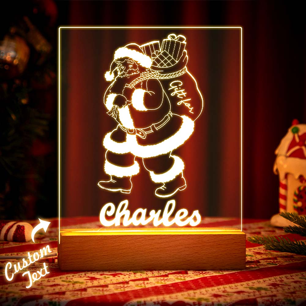 Weihnachtsmann Mit Geschenktüte Für Baby Kinderzimmer Dekor Benutzerdefinierten Namen Nachtlicht
