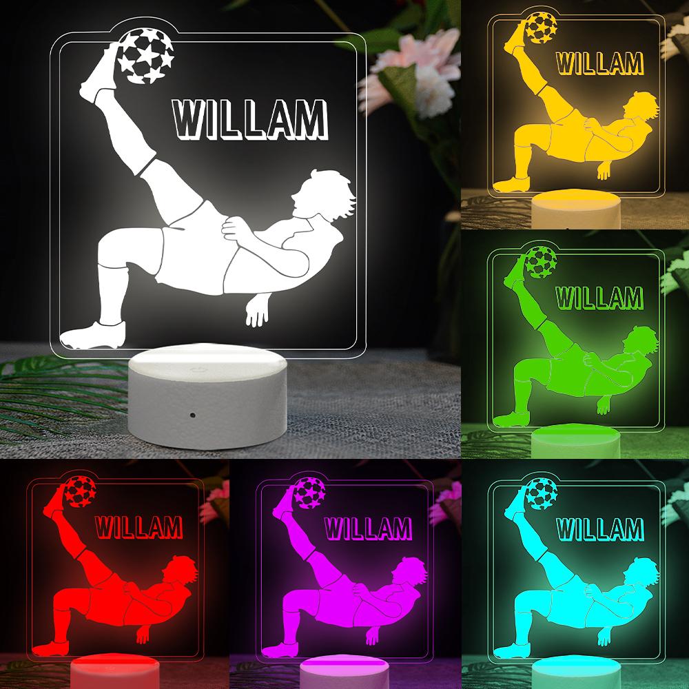 Fußball 3D Lichter Fußball Team Name Benutzerdefinierte LED-Leuchten Personalisierte Fußballspieler Name Tischlampe Nach Maß LED Nachtlicht