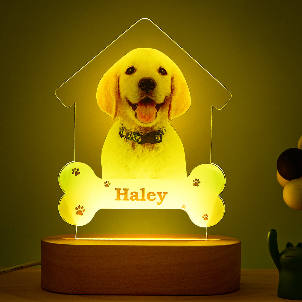 Benutzerdefiniertes Fotogravur-welpen-nachtlicht Personalisiertes Haus-acryl-lampengeschenk Für Haustierliebhaber