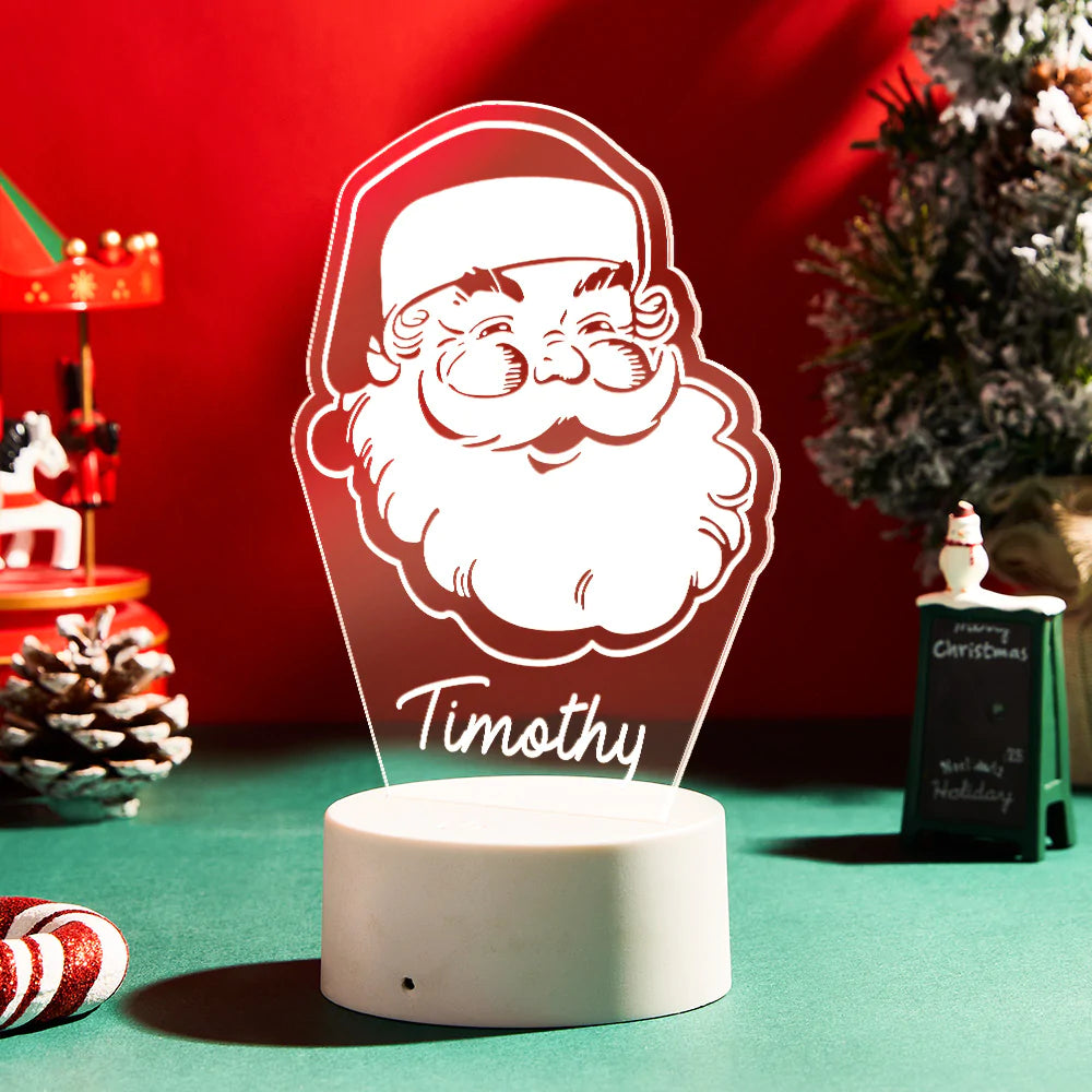 Individuell Graviertes Weihnachtsmann-nachtlicht Personalisiertes Acryllampengeschenk Für Kinder