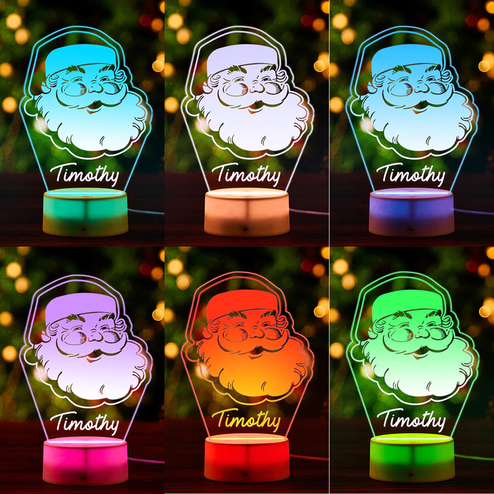 Individuell Graviertes Weihnachtsmann-nachtlicht Personalisiertes Acryllampengeschenk Für Kinder