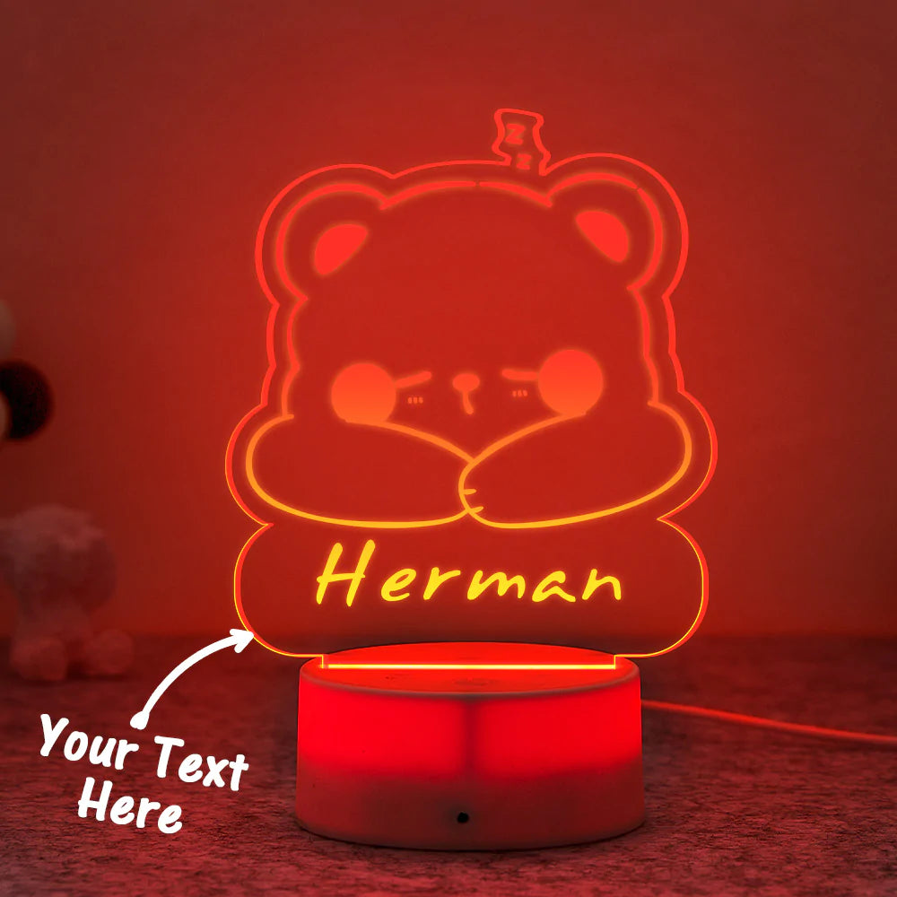 Benutzerdefinierte Gravierte Schlafbär Led Nachtlicht Personalisierte Namenslampe Kreatives Geschenk