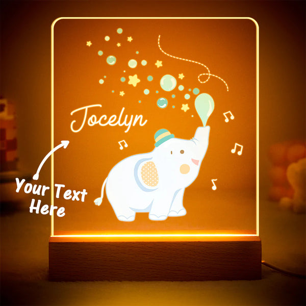 Individuell Graviertes Elefant-nachtlicht, Personalisiertes Acryl-lampengeschenk Für Kinder - fotomondlampe
