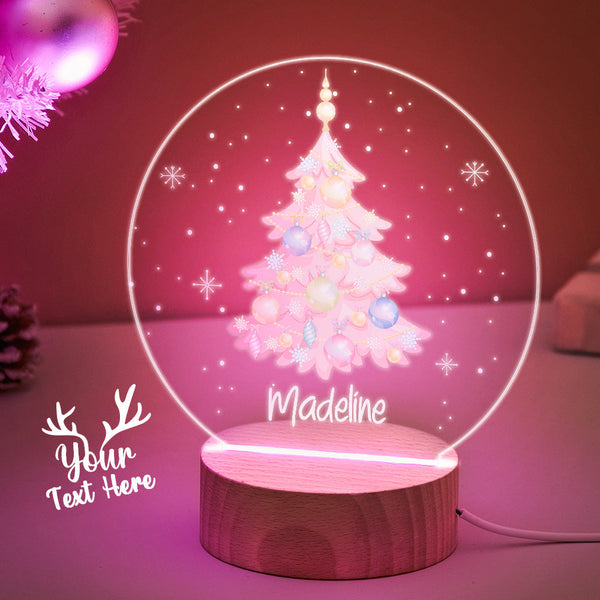 Kundenspezifischer Rosa Weihnachtsbaum Mit Ballon-personalisiertem Namens-led-licht Für Paar-weihnachtsgeschenk - fotomondlampe