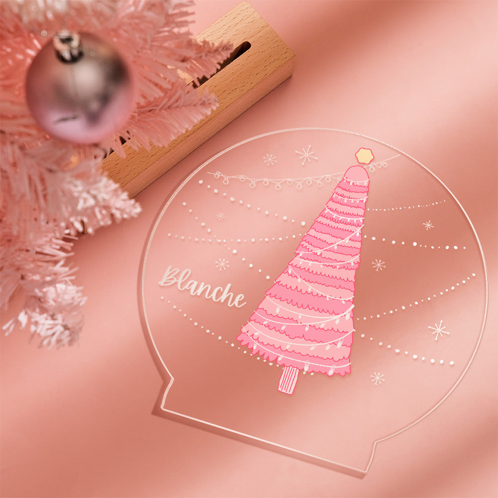 Personalisiertes Namensrosa Weihnachtsbaum-Lampen-LED-Nachtlicht-romantisches Licht für Kinder